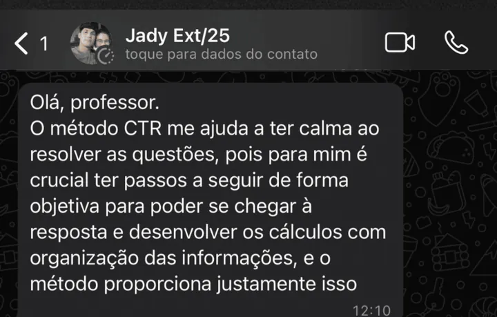 Jady: o método CTR me ajuda a ter calma, com passos objetivos para chegar à resposta.