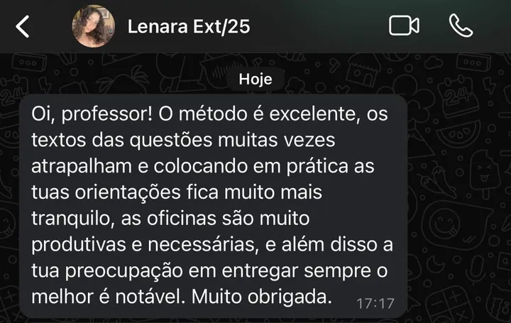 Lenara: os textos das questões muitas vezes atrapalham, e com as orientações fica muito mais tranquilo.
